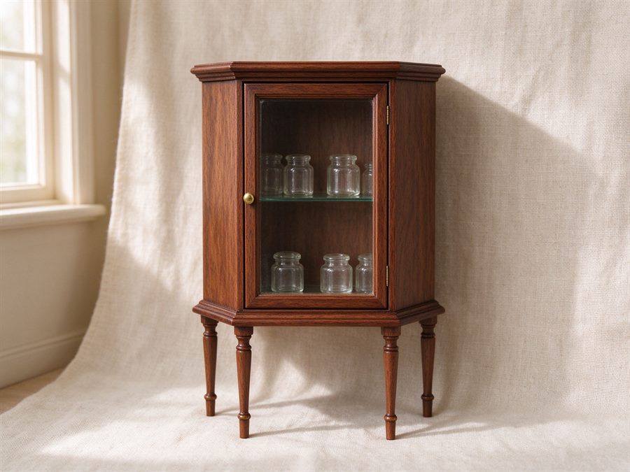Corner Cabinet with Turned Legs detail