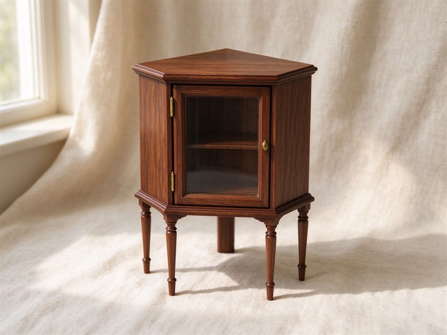 Corner Cabinet with Turned Legs detail