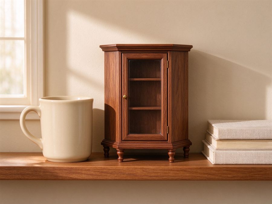 Corner Cabinet with Turned Legs detail