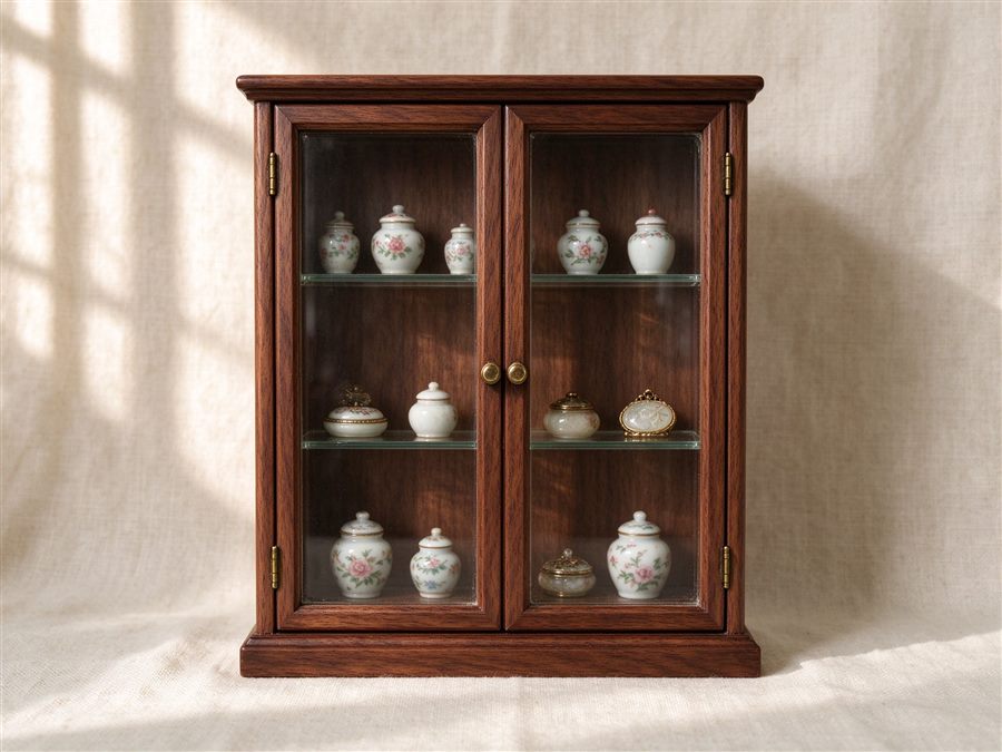Curio Display Cabinet with Glass Doors detail