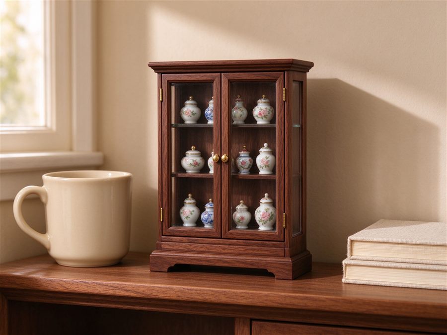 Curio Display Cabinet with Glass Doors detail