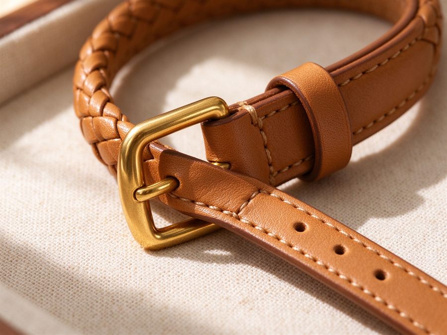 Braided Leather Wrist Strap detail