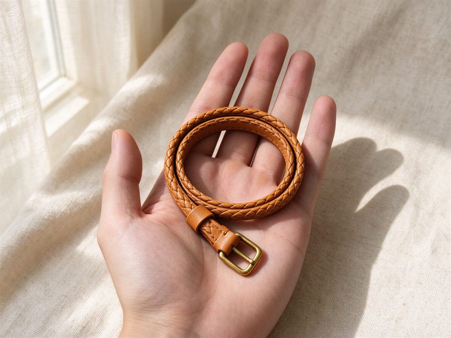 Braided Leather Wrist Strap detail