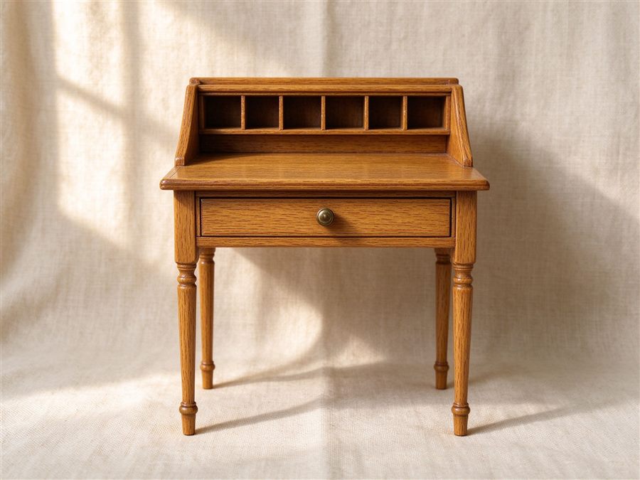 Mini Oak Writing Desk detail