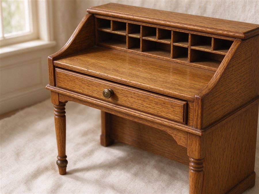 Mini Oak Writing Desk detail