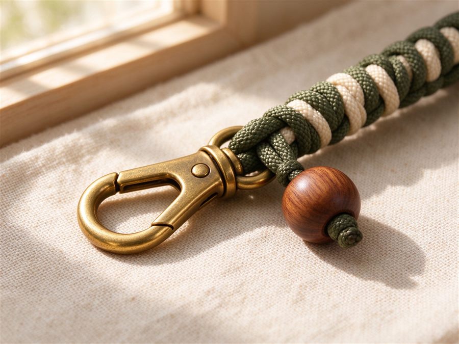 Paracord Keychain with Brass Clasp detail
