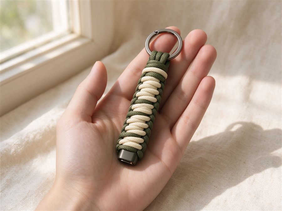 Paracord Keychain with Brass Clasp detail