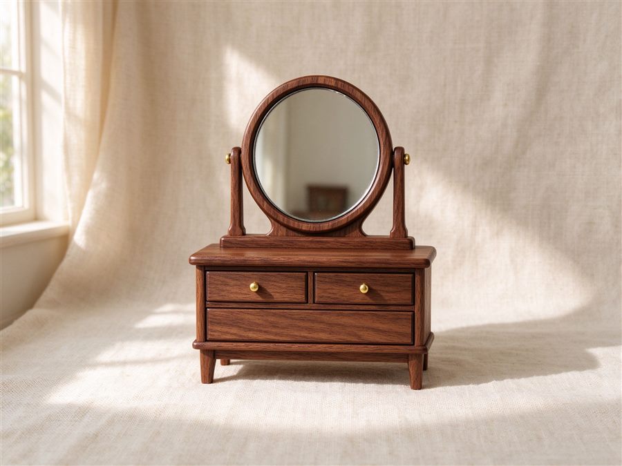 Walnut Dresser with Mirror detail
