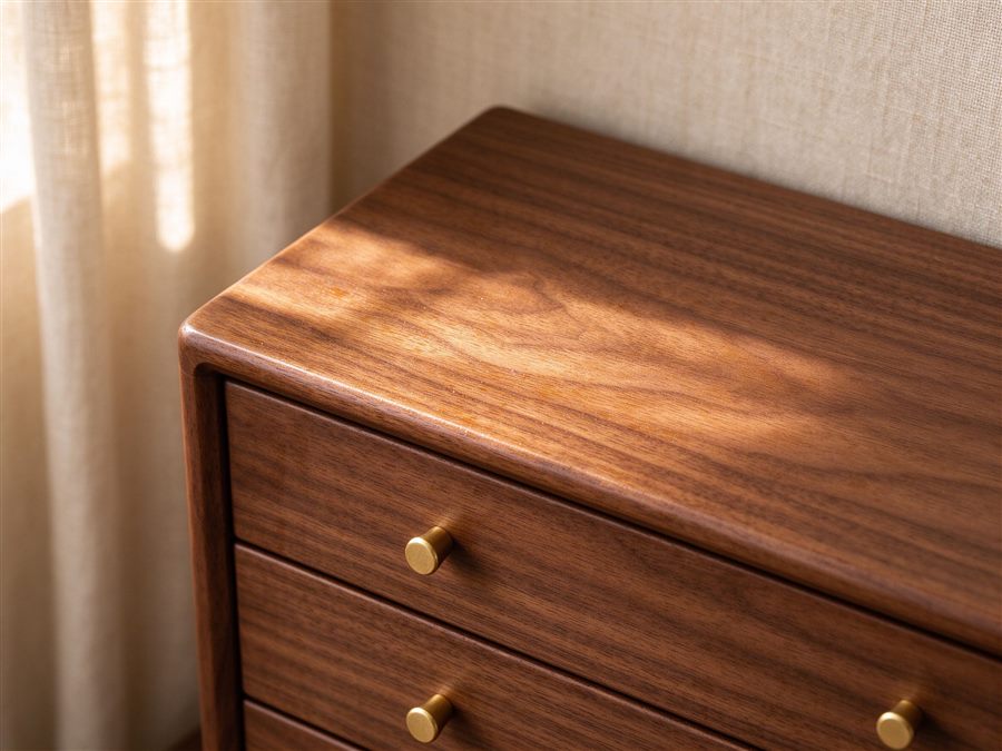 Walnut Dresser with Mirror detail